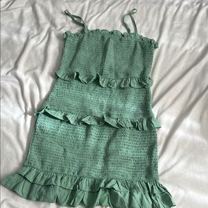 Miss Lola Green Ruffle Mini Dress
